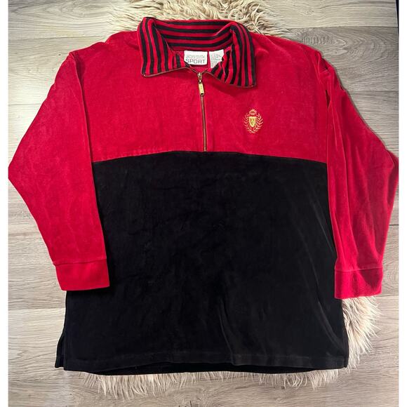 Jaclyn Smith Sweaters - Jaclyn Smith vintage black & red velour  pull over